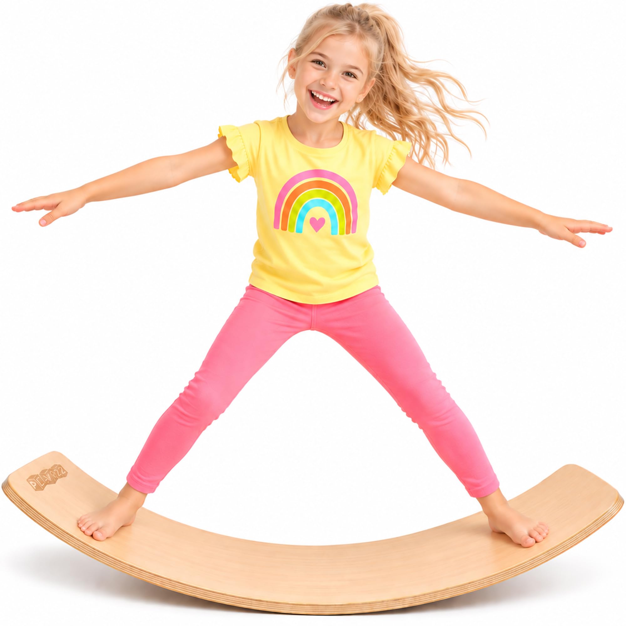36" Wooden Balance Board Kids – Montessori Wobble Board & Rocker Toy | Natural W