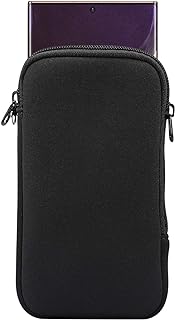 Phone Sleeve Case for iPhone 18 Pro 17 16 15 14 Pro 17e, Galaxy S26 S25 S24 | Neoprene Cell Phone Pouch for iPhone 17e 16e, SE 3rd, SE 2nd, 13 mini, iPhone 12 11 XR, with Neck Lanyard, Zipper Closure