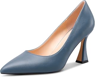 NobleOnly Women's Medium Heel Slip-on Closed Toe Classic Dress Pumps Casual Office Summer Shoes 8.5 cm Heels