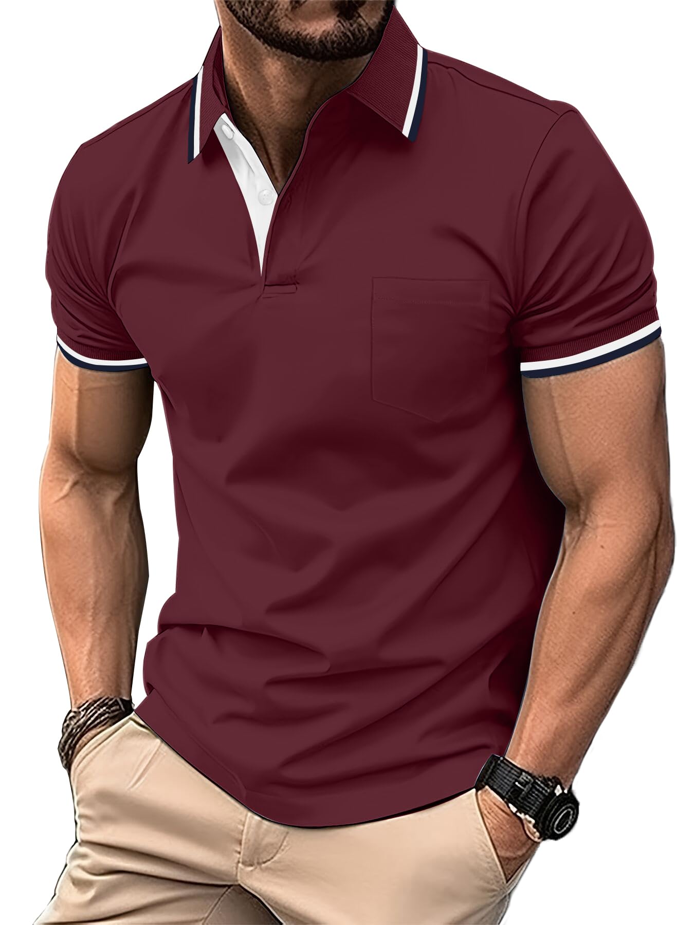 LLdress Men's Short-Sleeved Polo Shirt Golf Tennis T Shirt Lightweight and Breat
