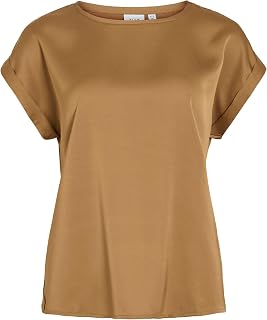 Vila Viellette S/S Satin Top-Noos, Bistre, 12 Women