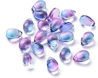 200pcs Teardrop Glass Beads, Water Drop Glass Beads Slate Blue Color Clear Loose Beads for Crafts Earrings Jewelry Making Costume Embellishments, 9x6x5mm