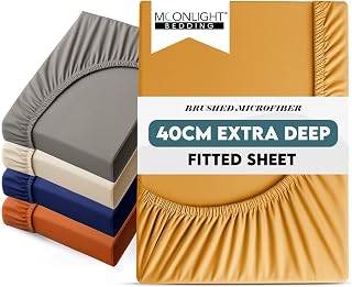 Moonlight Bedding Super King Fitted Sheet 40CM Extra Deep Pocket Ochre