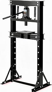 Hydraulic 12 Ton H-Frame Garage Floor Adjustable Shop Press | Adjustable 1.6" to 27.8", w/ Movable Plates for Bending, Straightening & Stamping, for Garage and Professional Workshop