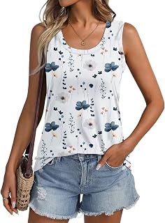 ORANDESIGNE Women Floral Print Tank Tops Sleeveless Round Neck Shirts Summer Casual Flowy Tops Loose Dresses 2025