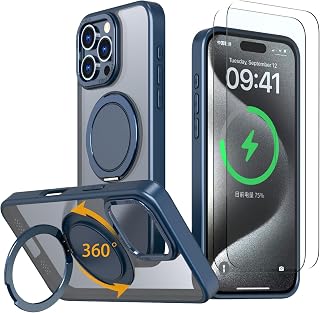 for iPhone 16 Pro Max Case with 360 Magnetic Stand, Blue