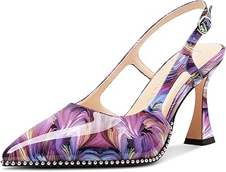 Castamere Escarpins habillés à bout pointu et à talons hauts pour femme avec bride arrière et perles de 8,9 cm