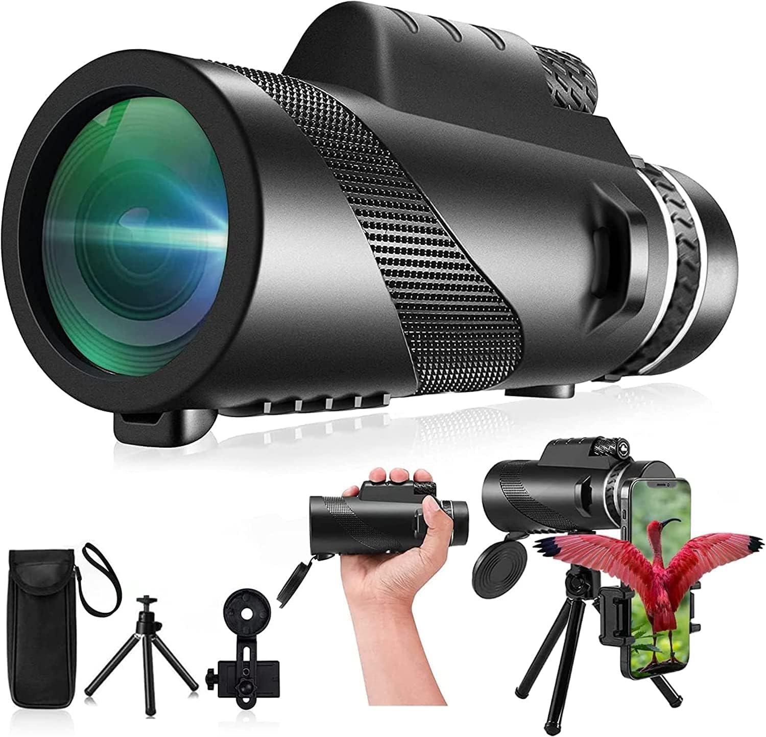 80x100 High‑Powered Monocular Telescope HD Portable Monocular for Adults with Ph
