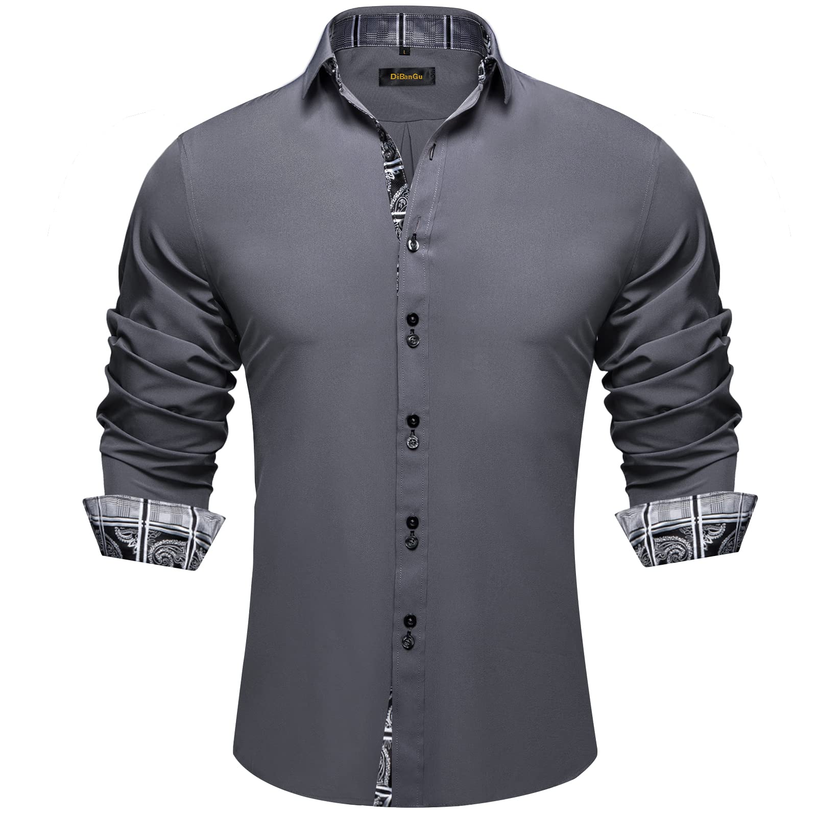 DiBanGu Men's Dress Shirt Long Sleeve Casual Button Down Shirts Regular Fit Inne