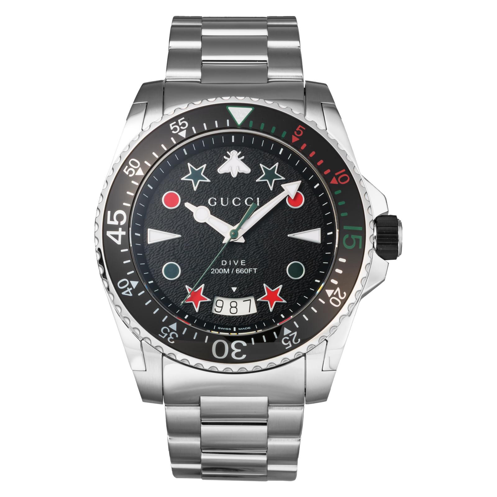 GUCCI DIVE YA136221 Men's Quartz Black Stainless Steel Sapphire Glass