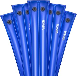 VEVOR Pool Cover Water Bags, 5 Packs 10 Ft, Double Chamber Pool Cover Water Tubes, 0.4mm Thick PVC Bags Weights with Leakproof Screw Cap, for Inground Swimming-Pool Covers Winter Closing, Blue