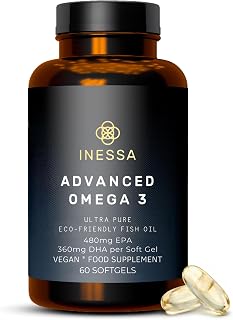 Omega 3 Fish Oil 1200mg (480mg EPA/360mg DHA per Capsule) High Strength, Ultra Pure, Eco Friendly 60 Capsules, 2 Months Supply. GMP & Friends of The Sea Certification