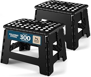 Utopia Home Folding Step Stool 9 Inch, Portable Anti Slip Surface for Kids and Adults, Heavy Duty Folding Stool with Carrying Handle, 300 lbs Load Capacity, Pack of 2, Black