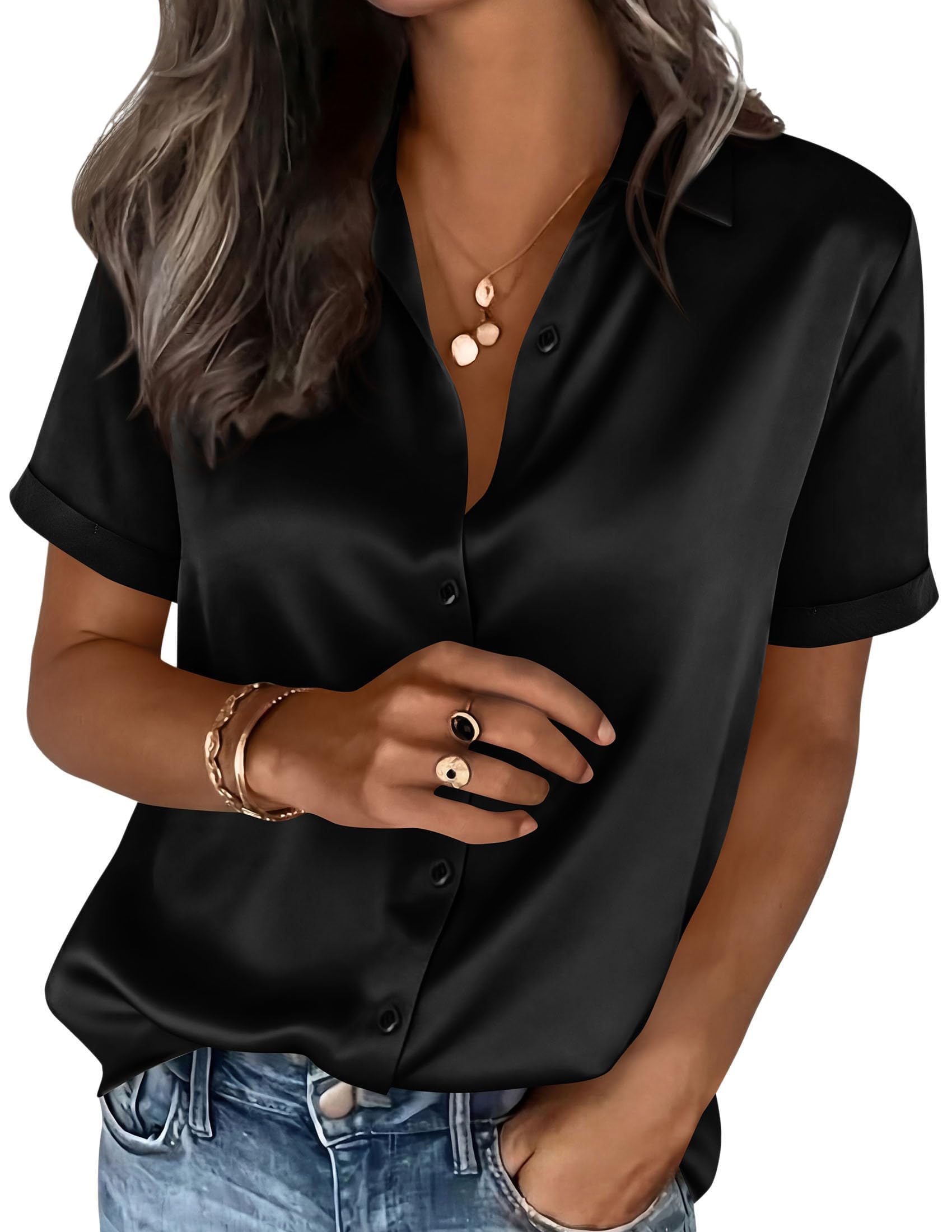 Women's Classic Dress Shirts, Long Sleeve Plaid Work Top
