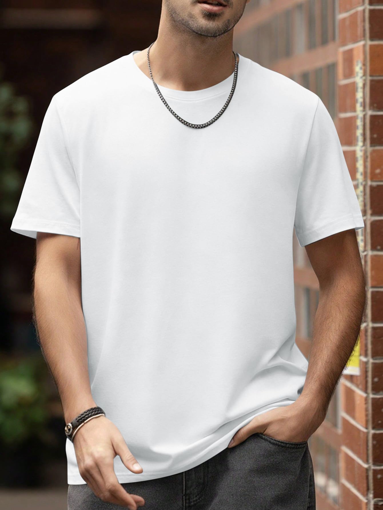 Men's basic crew neck t-shirt, light and casual for spring and summer, everyday 