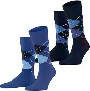 Burlington Everyday Argyle M So fancy cotton 2 pairs, Men's Socks, Deep Blue 6046, 40-46