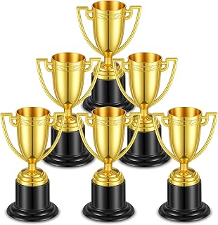 Susade 6 Pcs Mini Trophy 4 Inch Plastic Gold Award Trophy Trophies Cup | Small Tiny Golden Winning Award Prizes Cups for Kids Adults School Sports Party Favors Tournaments Competitions