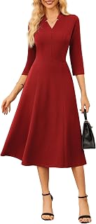 GRACE KARIN Women 3/4 Sleeve Work Church Dress with Pocket