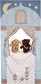Lambs & Ivy Doorway Puppet Theater Developmental Toy with 2 Luxury Puppets | Includes Faux-Fur Puppy Dog & Bear Hand Puppets, Easy to Install/Remove, Fits Most Standard Doors