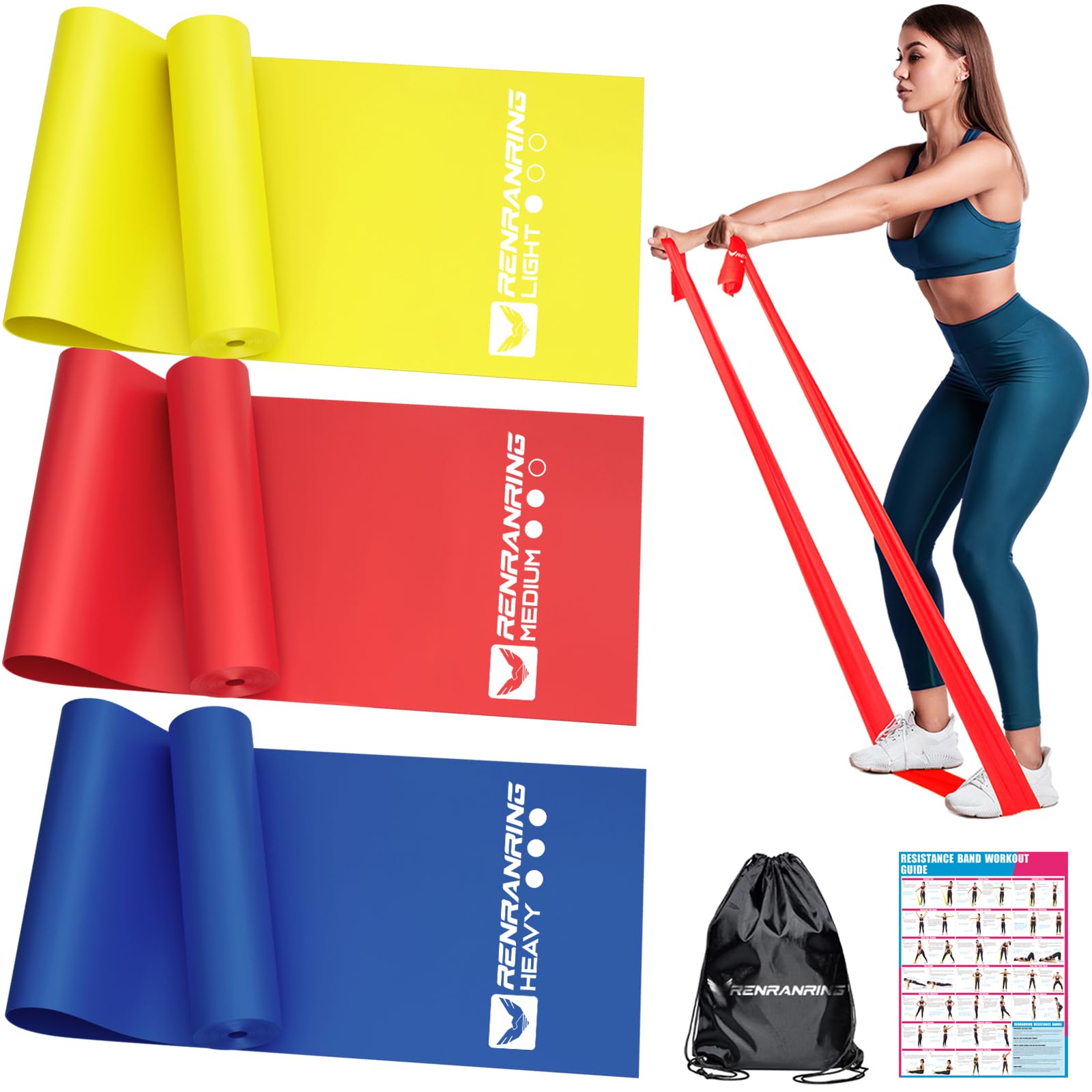 RENRANRING Resistance Bands for Working Out, Exercise Bands for Physical Therapy