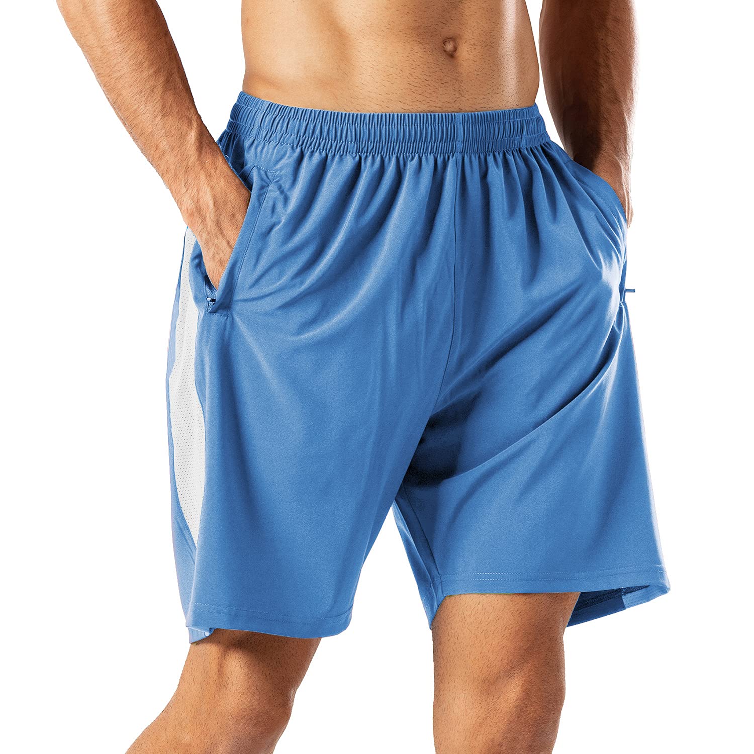 HMIYA Herren Sport Shorts Kurze Hose mit Reißverschlusstasch