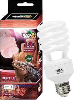 LUCKY HERP UVA UVB Reptile Light, 26W 15.0 Intense UVB Bulb for Reptiles, Terrarium Compact Fluorescent Lamp
