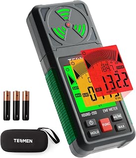 EMF Meter, TESMEN Hound-200 EMF Detector: 3-in-1 Portable Electromagnetic Field Radiation Detector for EF, RF, MF, WiFi Signal, Suitable for Home, Office EMF Inspections and Ghost Hunting - Green