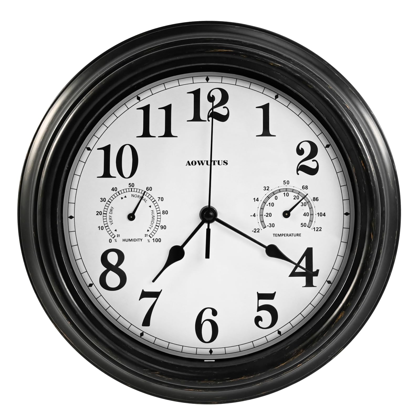 Outdoor Clock and Thermometer Hygrometer - Large Wall Clock Waterproof, Indoor O