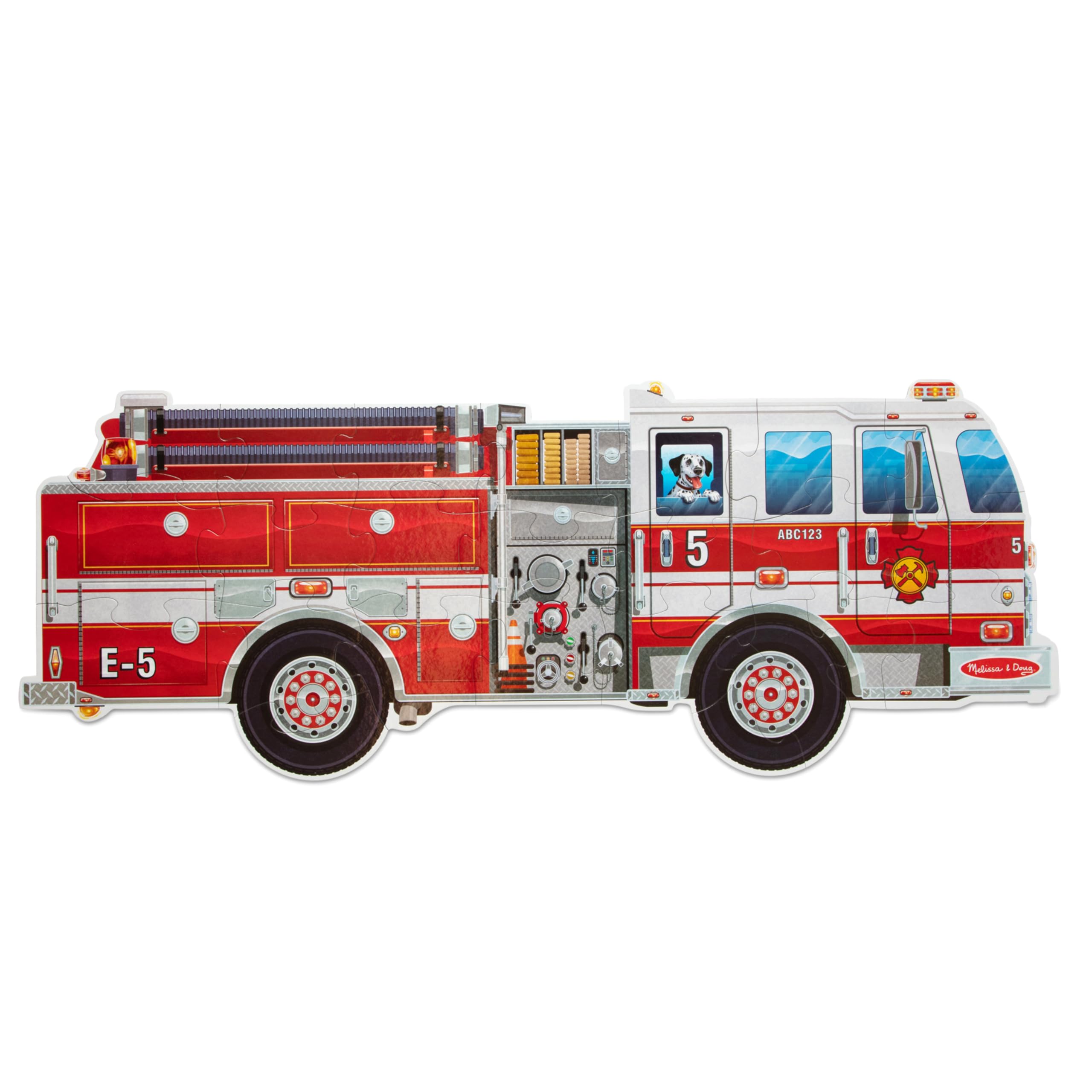 Melissa & Doug Giant Fire Truck Shaped Jumbo Floor Puzzle 24-Piece Toy | 24 Extr