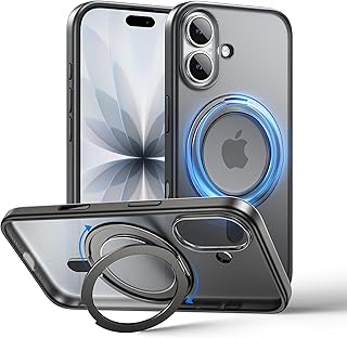 MAGIC JOHN 360° Rotatable Magnetic Invisible Stand for iPhone 17 Case [Camera Control Button] [Compatible with MagSafe] 16FT Shockof for iPhone 17 Case with Kickstand, Black