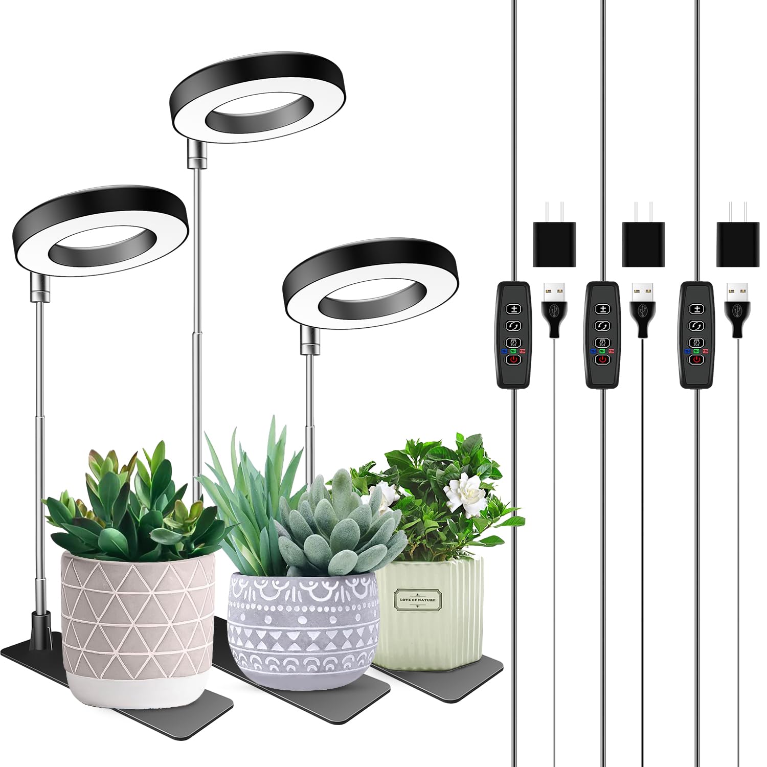 Aokrean Grow Lights for Indoor Plants, Full Spectrum Plant Light with Base | 48 