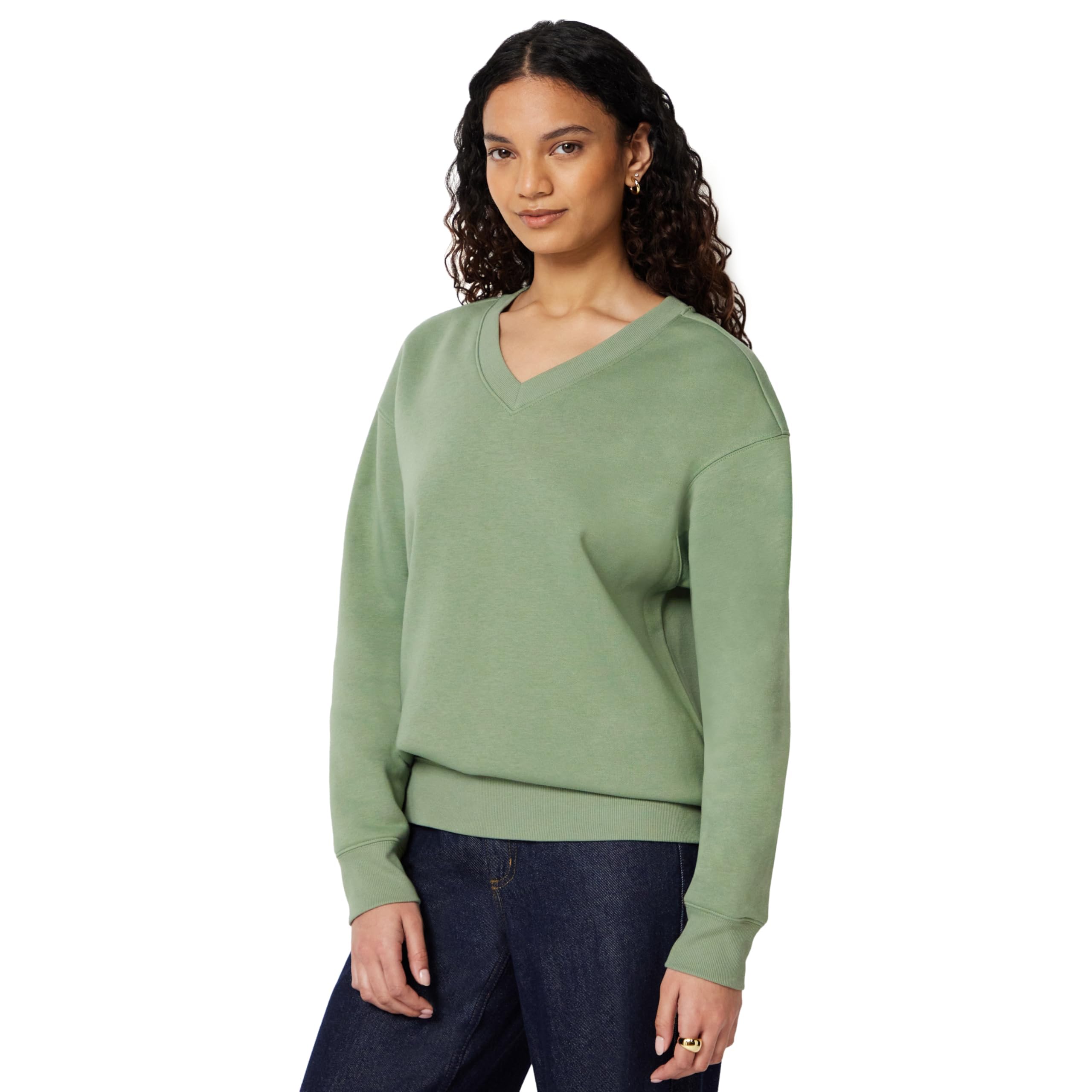 Amazon Essentials Women's Oversized V-Neck Fleece Pullover Sweatshirt