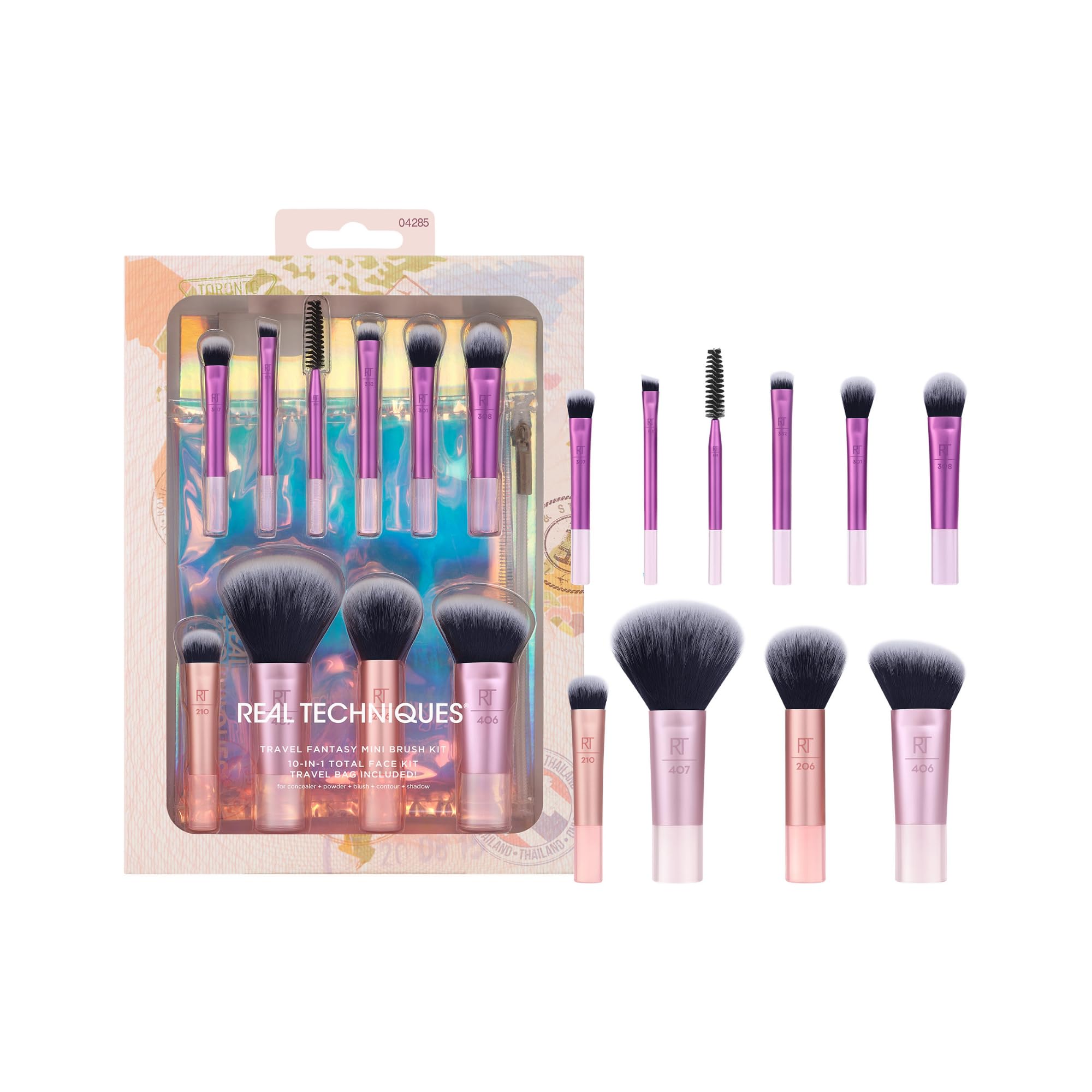 Real Techniques Travel Fantasy Mini Brush Set, Travel Size Makeup Brushes, Found