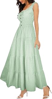 OSTOO Women's Summer 2025 Short Sleeve Boho Floral Print Multi-Layer Long Dress Flowy Casual