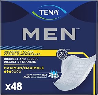 TENA Men Incontinence, Discrete Disposable, Guards, Comfortable Fit, Maximum Absorbency Protection, Universal Fit, 48 Count