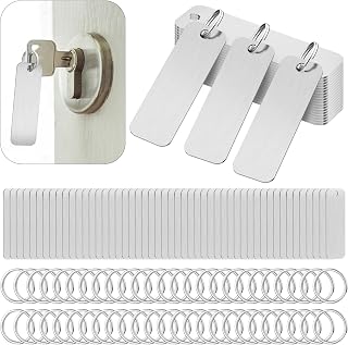 CareForge 50Pcs 304 Stainless Steel Engraving Blanks with Key Rings, 2"x0.6" Metal Stamping Tags for Laser Engraving, Blank Engravable Keychains, Pet ID Tags & Custom Metal Business Cards