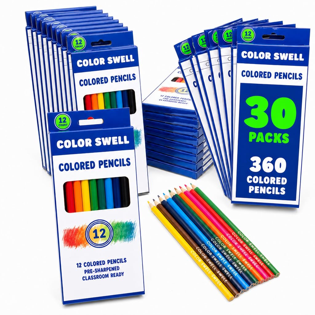 Color Swell Colored Pencils Bulk Pack 30 Sets 12 Count Assorted Vibrant Colors 3