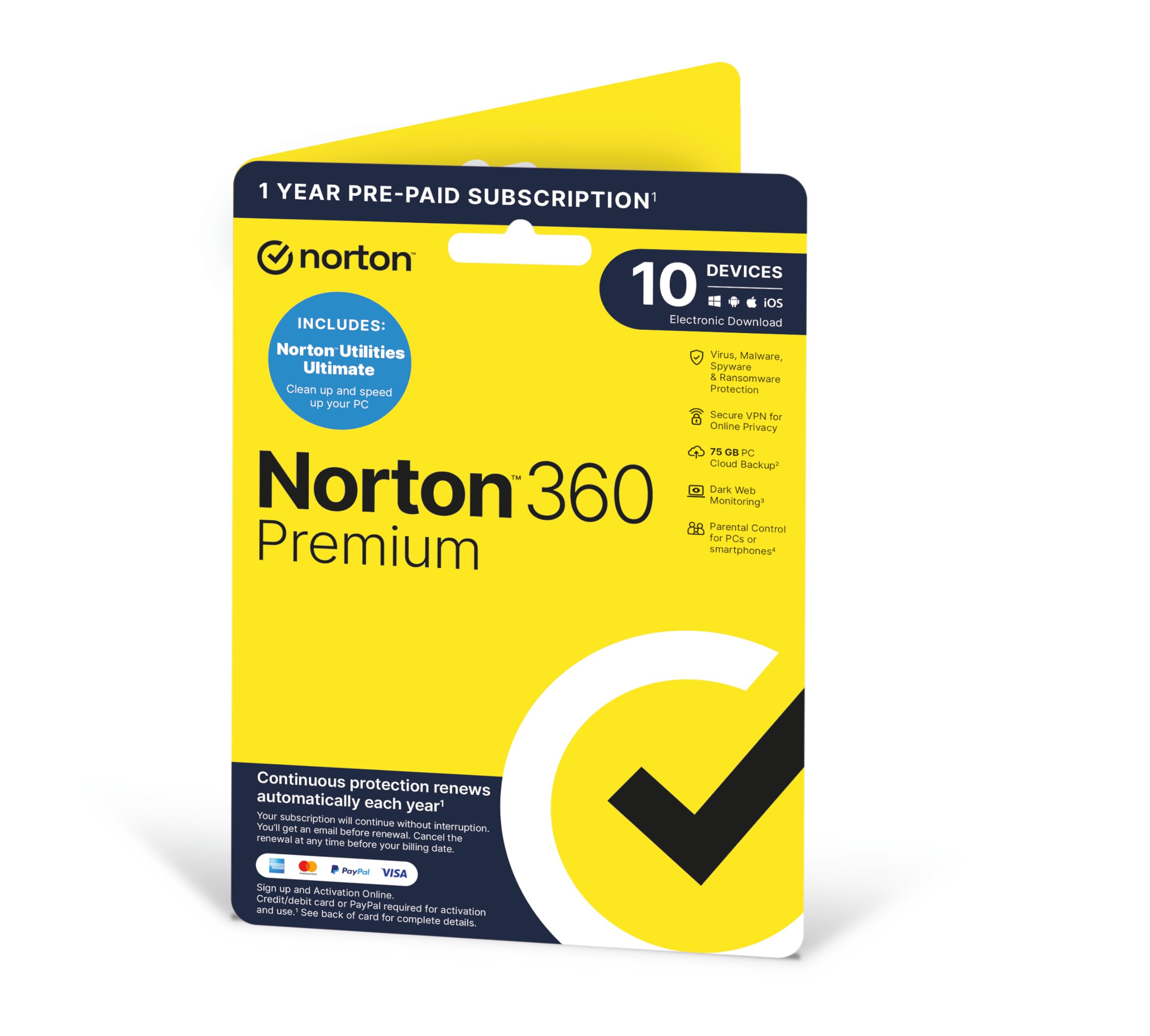 Norton 360 Premium 2024 + Utilities Ultimate Antivirus software for 10 Devices a