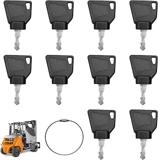 10Pcs Ignition Key for JCB Telehandler Key, Compatible with Skytrak Bobcat New Holland Bomag Key,for Excavator Loader Backhoe 701/45501(with Key Ring)