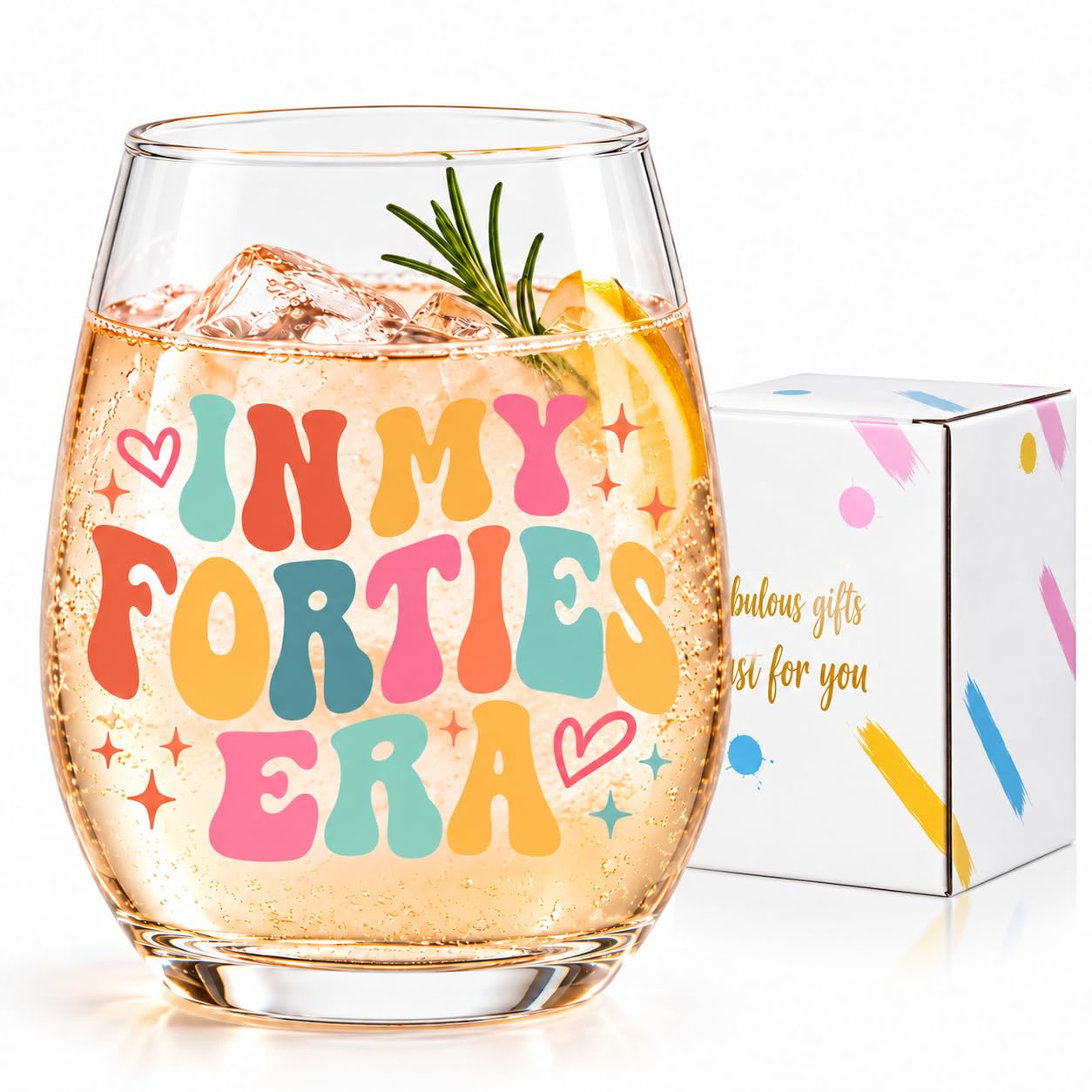 Lamyba 40th Birthday Wine Glass for Women, 15oz