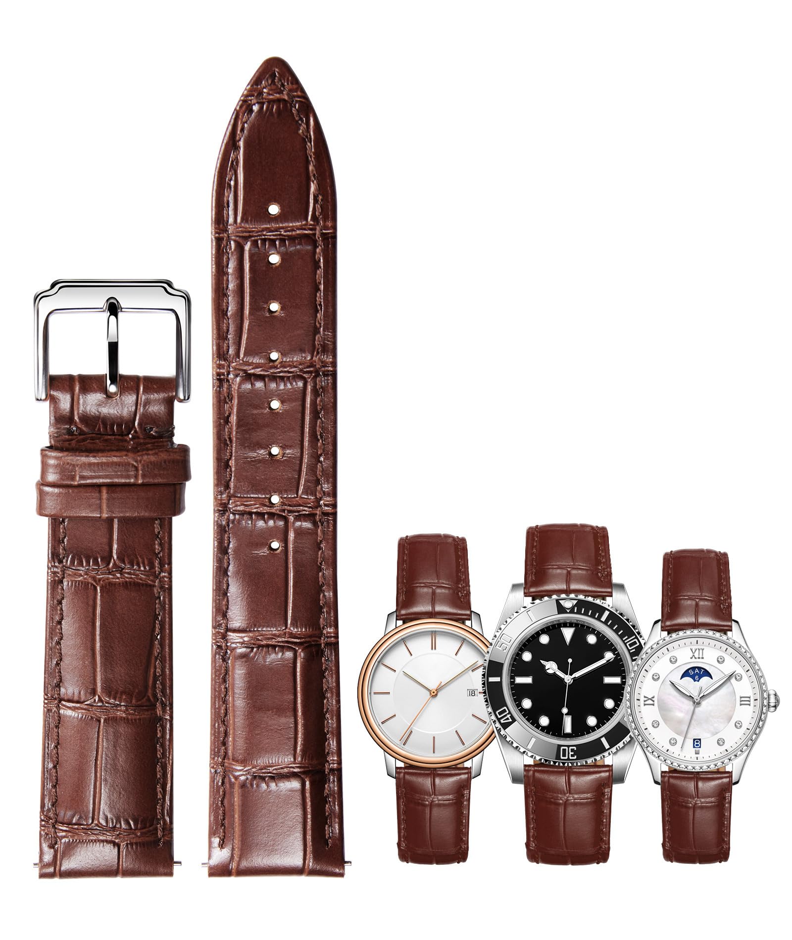 BINLUN Bracelet de Montre en Cuir Véritable Remplacement Bracelets Montres à Dég