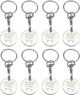 Lomvarith 8 Pack Shopping Cart Tokens Keyring, Durable UK Cart Coin-s Keyring, Pound Replacement Set for Supermarket Use