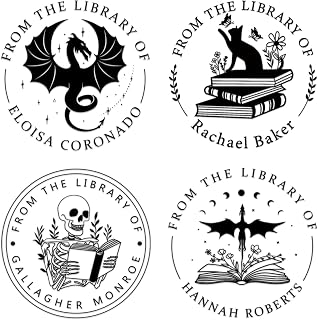 Personalized Book Embosser - Custom Designs for Book Lovers &amp; Libraries | Dragon, Cat, Flower &amp; More Designs, Custom Name Options, Personal Library Marking, Personalized Gift for Readers