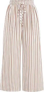 PRETTYGARDEN Womens Pants Elastic Waist Floral Lightweight Palazzo Pants for Women Casual Lounge Wide Leg Pants Woman