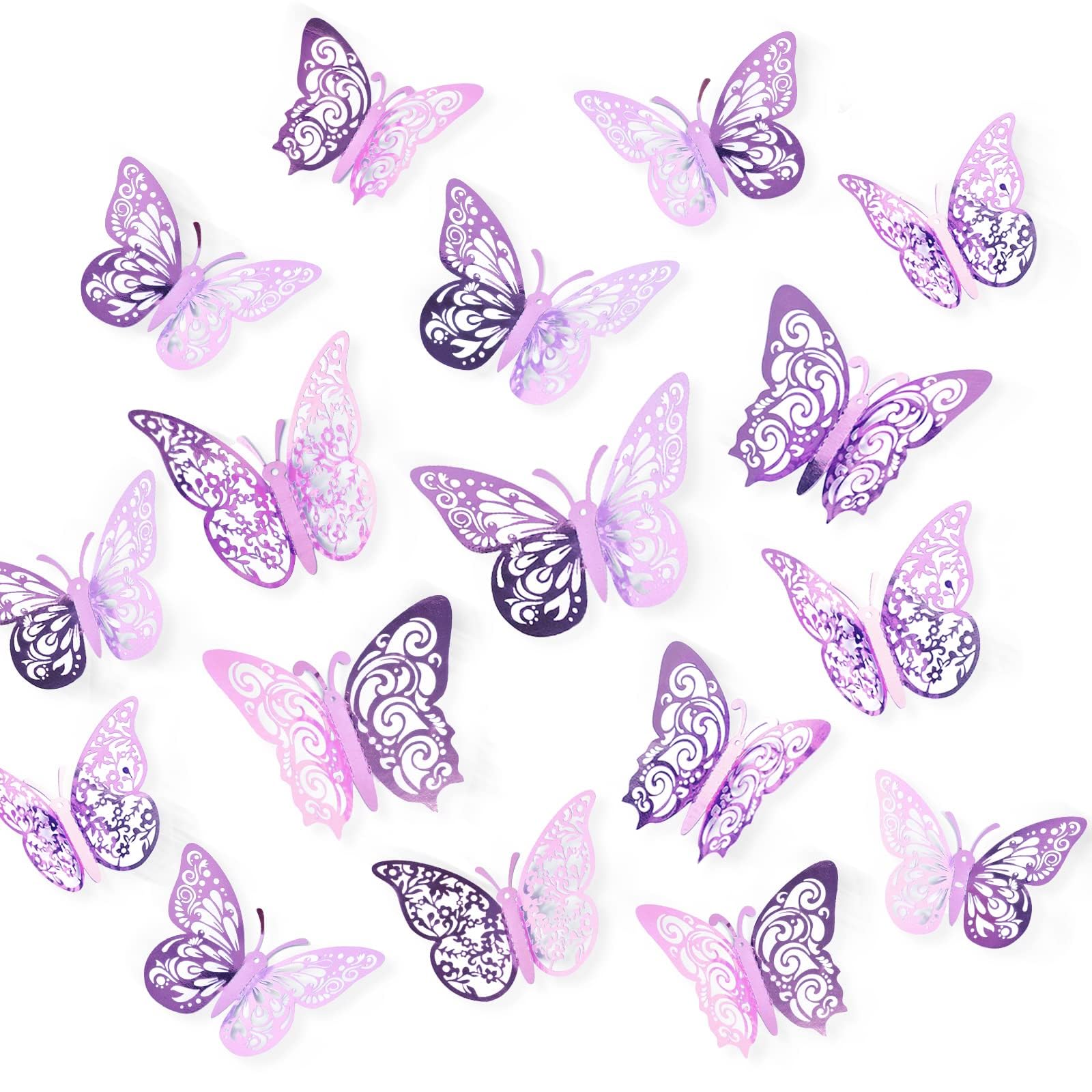72 Pcs Butterfly Decorations, 3 Sizes 3 Styles, 3D Butterfly Wall Decor, Party D
