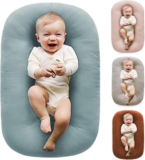 Vicorise Baby Lounger 0-24 Months 100% Cotton Soft &amp; Breathable(Blue) | CPSC Compliant, Breathable Cotton Fabric, Snuggle Cozy me, Baby play mat, Portable Infant Lounger, Baby Essential Gifts