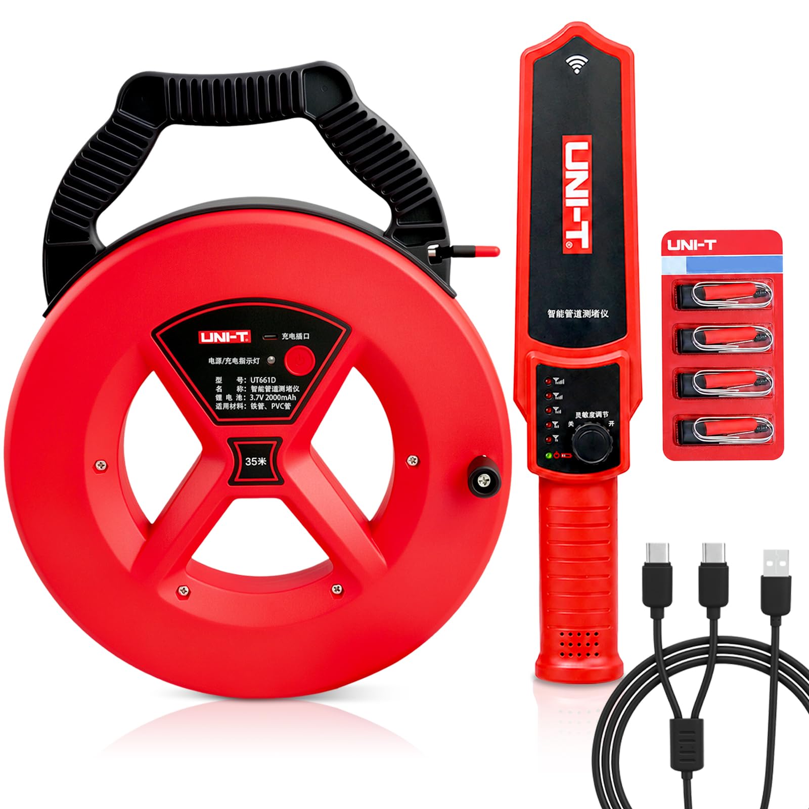 UNI-T Pipe Blockage Detector 115ft Clog Locator for PVC & Metal Water Pipes | Ad