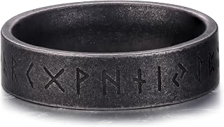 Viking Rune Band Ring Stainless Steel for Men Women Unique Nordic Fidget Ring Stylish Everyday Jewelry Size 7-13 Silver