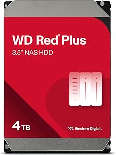 Western Digital 4TB WD Red Plus NAS Internal Hard Drive HDD - 5400 RPM, SATA 6 Gb/s, CMR, 128 MB Cache, 3.5" - WD40EFZZ