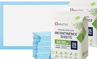 50x Omnitex 60 x 90cm Incontinence Bed Pads with SAP 1400ml | Disposable Bed Pads, SAP Liquid capture Tech, disposable underpads, Adult bed pads, pet pads, Absorbing Sheets, 2x25pk Premium Pads 1400ml